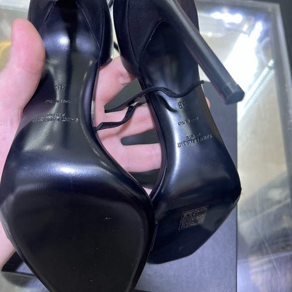 Saint Laurent Amber Black Leather Strapped Heels - Picture 4 of 6